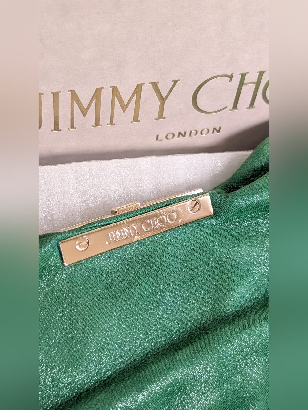 Jimmy Choo Pink Shimmer Suede Chandra Chain Clutch - Picture 10 of 15